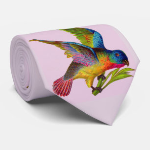 ultra colourful Victorian bird print Tie