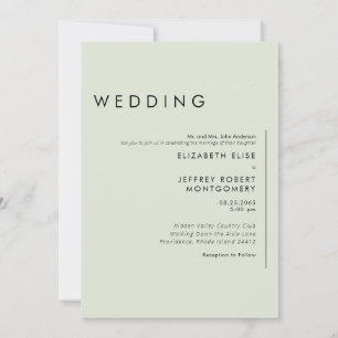Ultra Contemporary Sage Wedding  Invitation