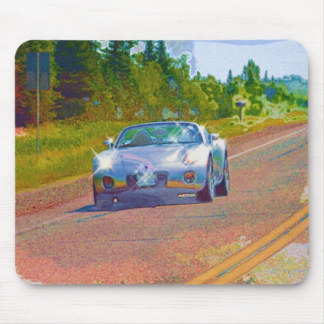 Ultra Cool Super Fast Silver Sports Car Mouse Pad (Front)