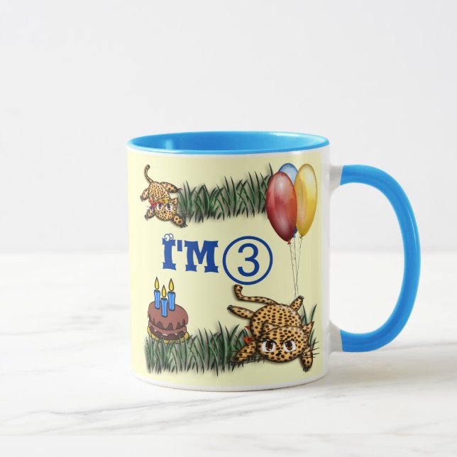 Ultra Cute 3 Year OLD Leopard Safari Birthday Mug (Right)