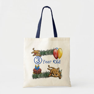 Ultra Cute 3 Year OLD Leopard Safari Birthday Tote Bag