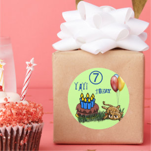 Ultra Cute 7 Year Old Leopard Birthday Stickers