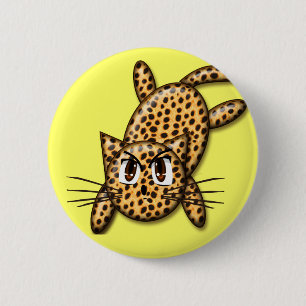 Ultra Cute Anime Leopard Kitty 6 Cm Round Badge