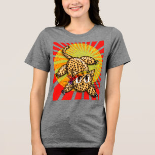 Ultra Cute Anime Leopard Kitty Rainbow Head Band Tri-Blend Shirt