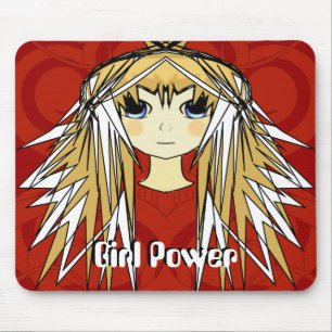 Ultra Cute Girl Power Anime Girl Wild Long Hair Mouse Pad
