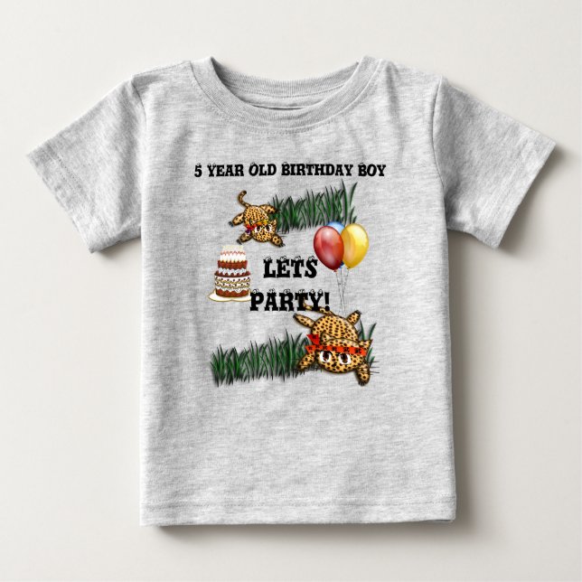 Ultra Cute Leopard Safari Birthday Invitations Baby T-Shirt (Front)