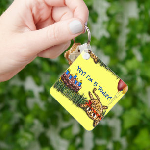 Ultra Cute Leopard Safari Birthday Invitations Key Ring