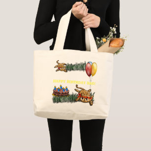 Ultra Cute Leopard Safari Birthday Invitations Large Tote Bag