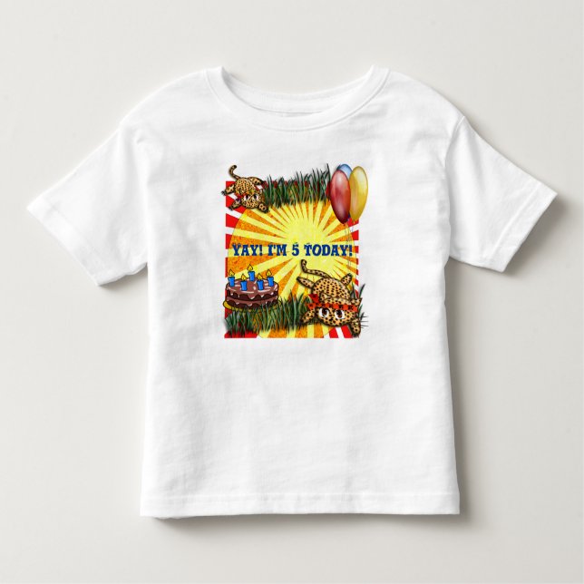 Ultra Cute Leopard Safari Birthday Invitations Toddler T-Shirt (Front)