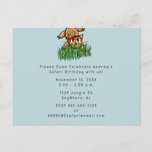 Ultra Cute Safari Leopard Birthday Invitations (Front)
