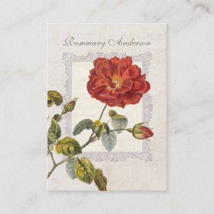 Ultra Elegant Old Fashioned Red Rose for Gardener Business Card