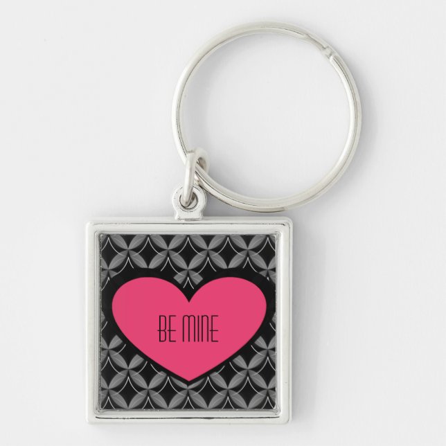 Ultra Glam Heart Keychain, Bright Pink Key Ring (Front)