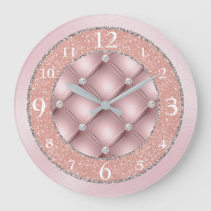 Ultra Glamourous Pink Glitter and Diamonds Large Clock