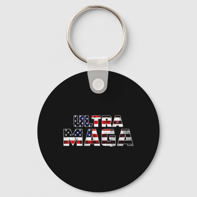 Ultra Maga Donald Trump Joe Biden Republican Ameri Key Ring (Front)