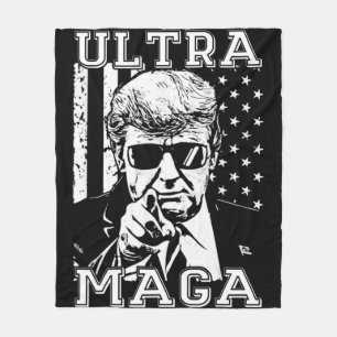 Ultra MAGA Fun Anti Biden US Flag Pro Trump Trend Fleece Blanket