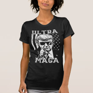 Ultra MAGA Fun Anti Biden US Flag Pro Trump Trend T-Shirt