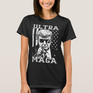 Ultra MAGA  Fun Anti Biden US Flag Pro Trump Trend T-Shirt