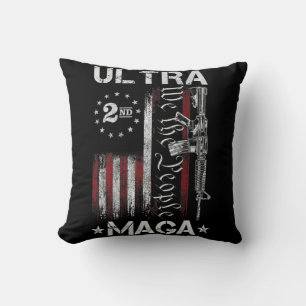 Ultra MAGA Gun AR- Quote Patriotic American Flag Cushion