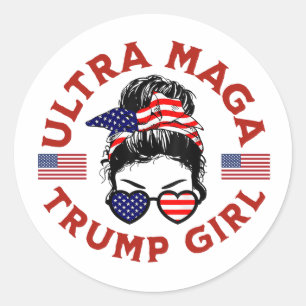 Ultra Maga Trump Girl Classic Round Sticker