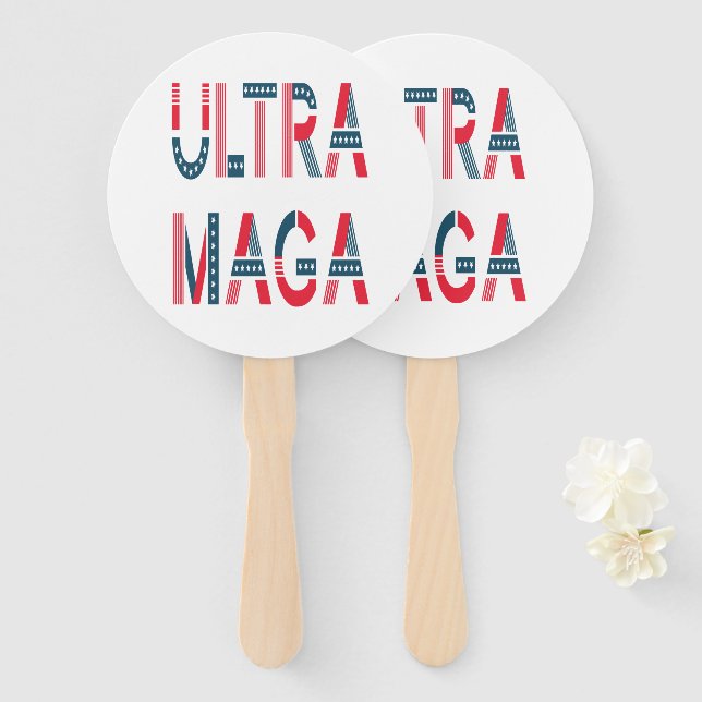 Ultra MAGA Trump Patriotic Republican Conservative Hand Fan (Front and Back)