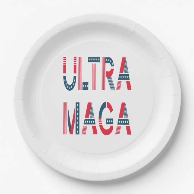 Ultra MAGA Trump Patriotic Republican Conservative Paper Plate (Front)