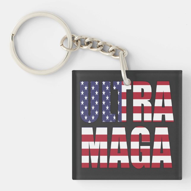 Ultra MAGA Trump Supporter 💡  Great Again USA  Key Ring (Front)