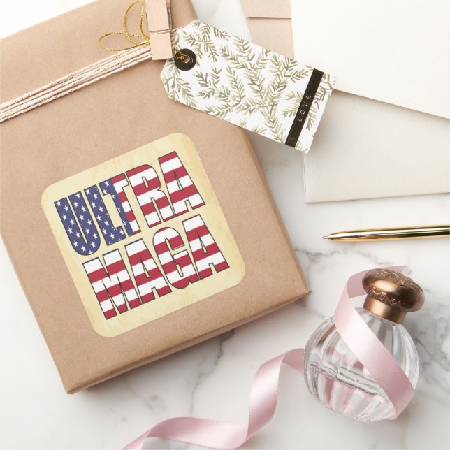 Ultra MAGA Trump Supporter 💡  Great Again USA  Square Sticker (Gifting)