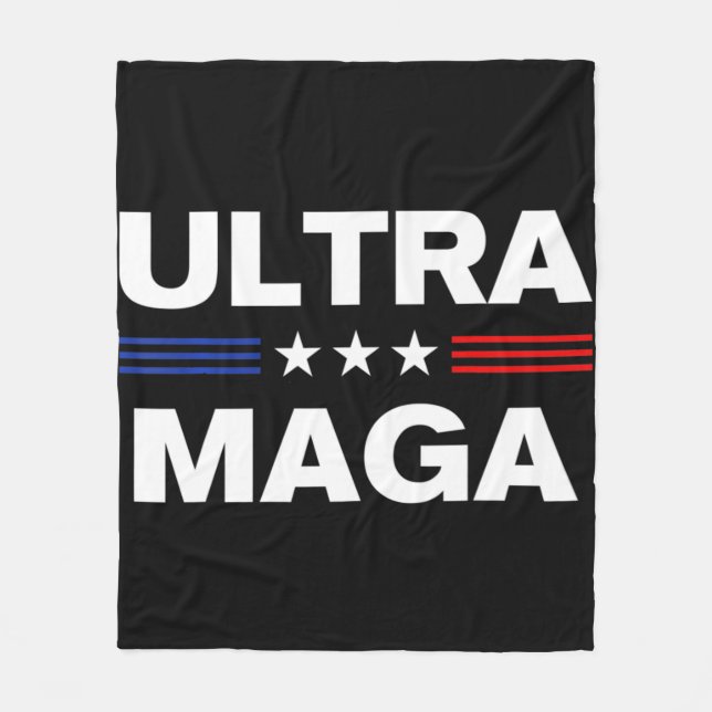 Ultra Maga United State flag 3 Fleece Blanket (Front)