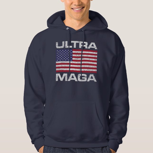 ULTRA MAGA USA AMERICAN FLAG ULTRAMAGA  HOODIE (Front)