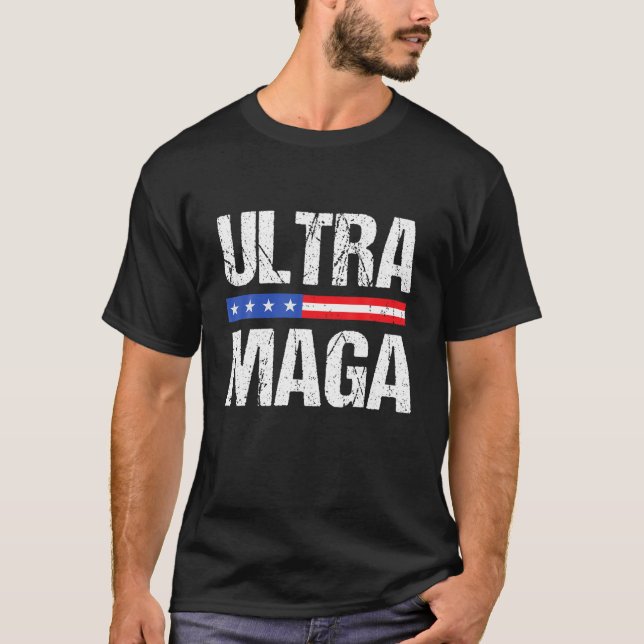 Ultra Mega Trump 2024 Proud ULTRA MAGA With USB Fl T-Shirt (Front)
