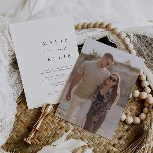 Ultra Minimal Calligraphy Accent Photo Wedding Invitation
