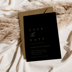 Ultra-Minimal Gold Typography Save the Date   Invitation