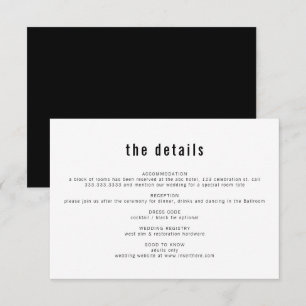 Ultra Minimal Modern Typography Wedding Details Enclosure Card