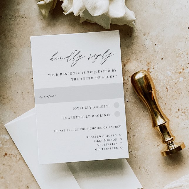 Ultra Minimal | Script Accent Wedding Meal Choice RSVP Card (Creator Uploaded)