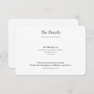 Ultra Minimalist Black and White Wedding Enclosure Card