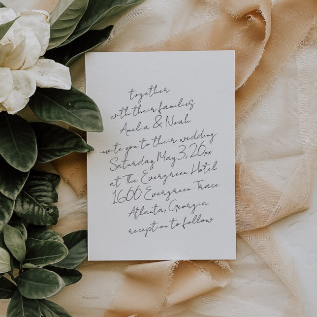 Ultra Minimalist Hand Written Wedding Invitation (Creator Uploaded)