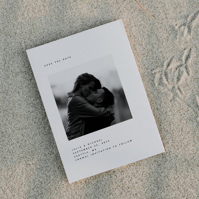 Ultra Minimalist Modern Photo Save The Date Thank You Card (Creator Uploaded)