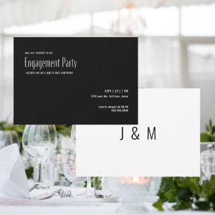 Ultra Modern B/W Engagement Party  Invitation