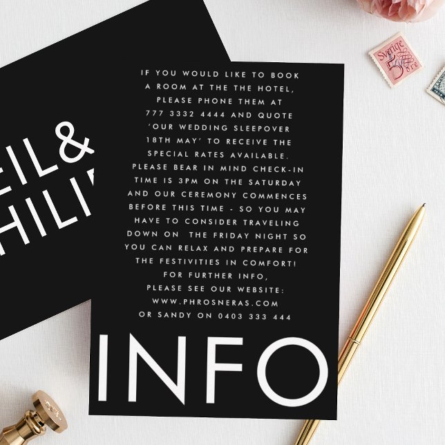 Ultra Modern Big Bold Names Wedding Details Enclosure Card (Creator Uploaded)