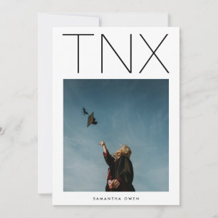 Ultra Modern black TNX Simple Photo Graduation Thank You Card