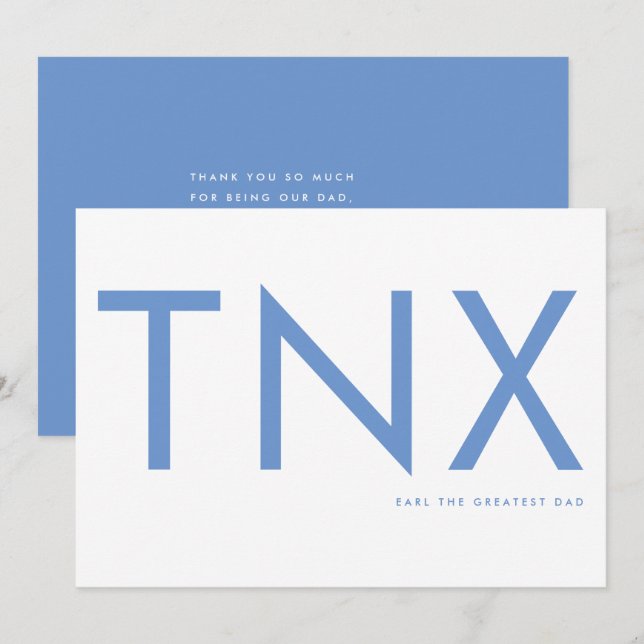 Ultra Modern Bold Baby Blue Thank You Father's Day (Front/Back)