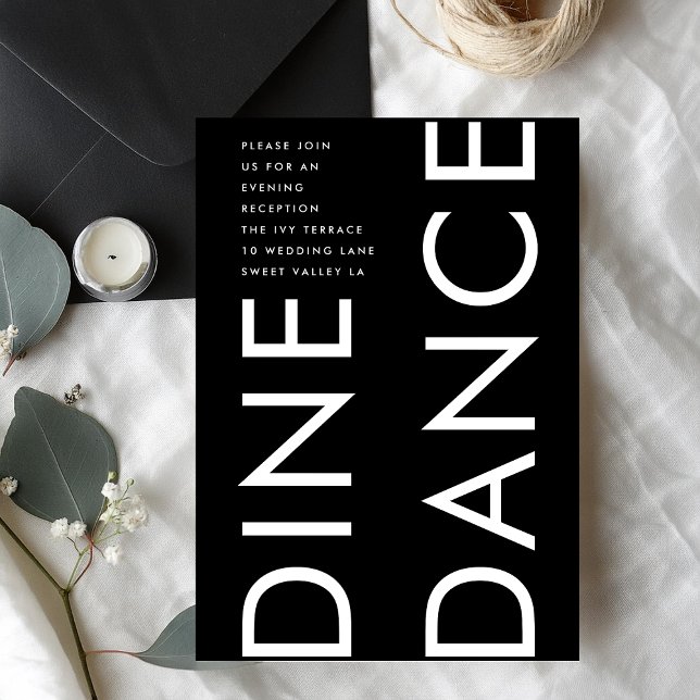 Ultra Modern Bold Big Monogram DINE DANCE Wedding Enclosure Card (Creator Uploaded)