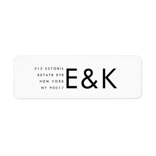 Ultra Modern Bold Big Monogram Elegant Wedding  Return Address Label