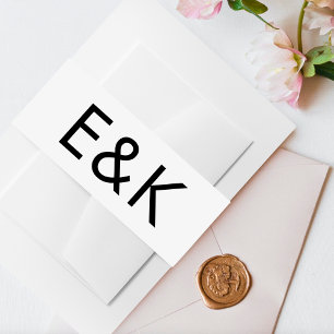 Ultra Modern Bold Big Monogram Minimalist Wedding Invitation Belly Band