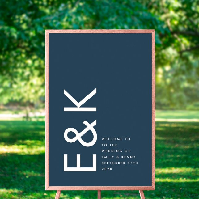 Ultra Modern Bold Big Monogram Navy Blue Poster (Creator Uploaded)