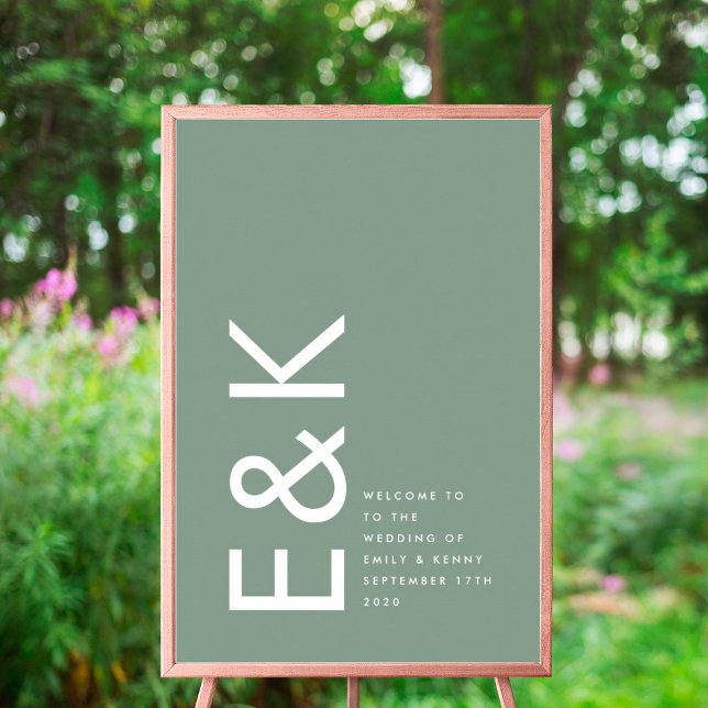 Ultra Modern Bold Big Monogram Sage Green Poster (Creator Uploaded)