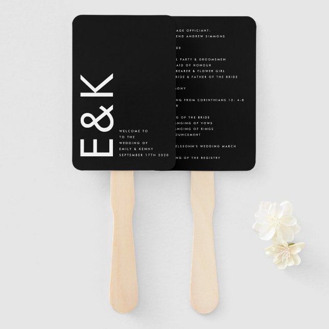 Ultra Modern Bold Big Monogram Simple Hand Fan (Front and Back)