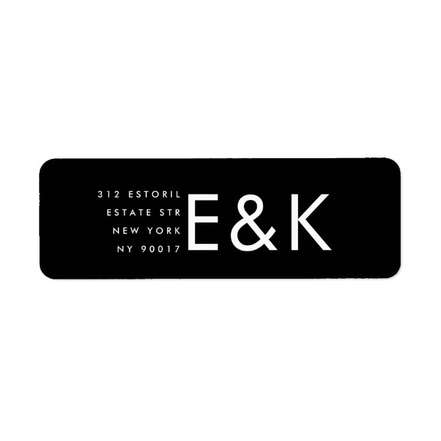 Ultra Modern Bold Big Monogram Simple Return Address Label (Front)