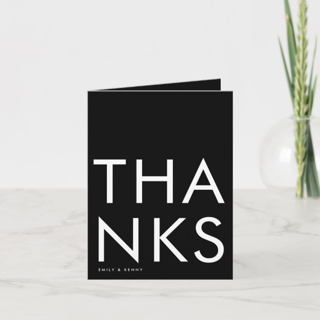 Ultra Modern Bold Big Monogram Simple Thank You Card (Front)