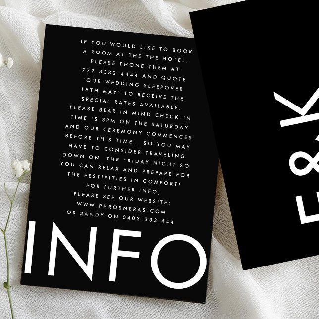 Ultra Modern Bold Big Monogram Wedding Details Enclosure Card (Creator Uploaded)